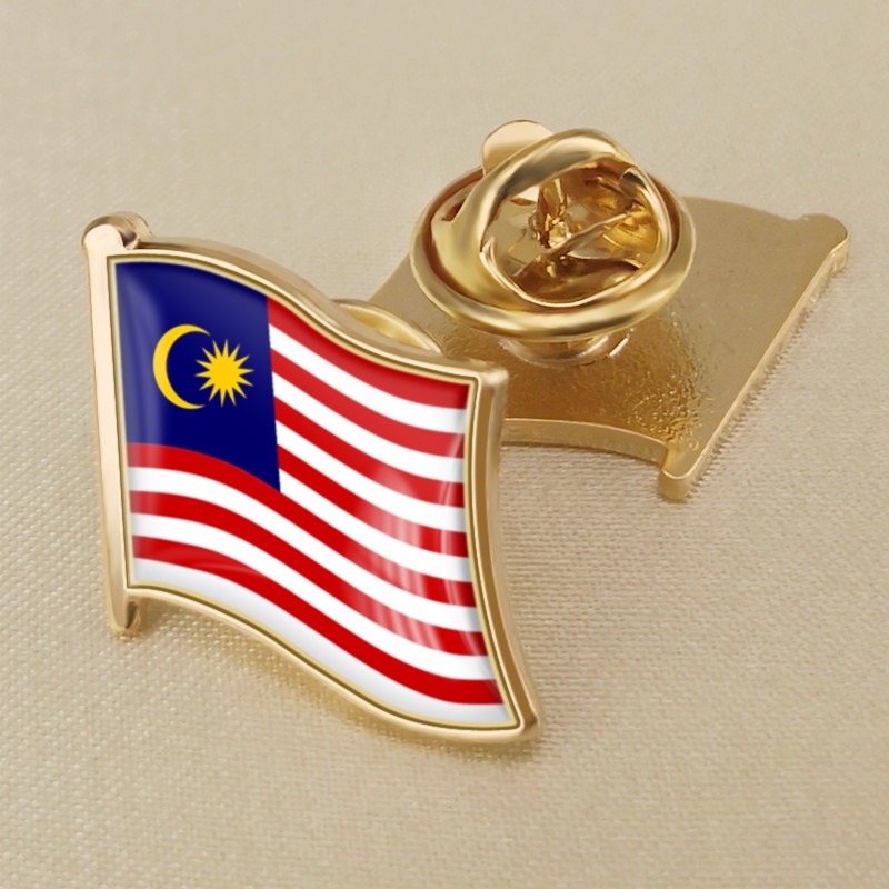 Malaysia national flag crystal drop gum badge brooch, flags of various countries around the world