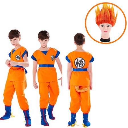Malaysia Ready StockDragon Ball Z Suit Clothes Son Goku Cosplay Costumes Top/Pant/Belt/Tail/wrister/Wig Gift