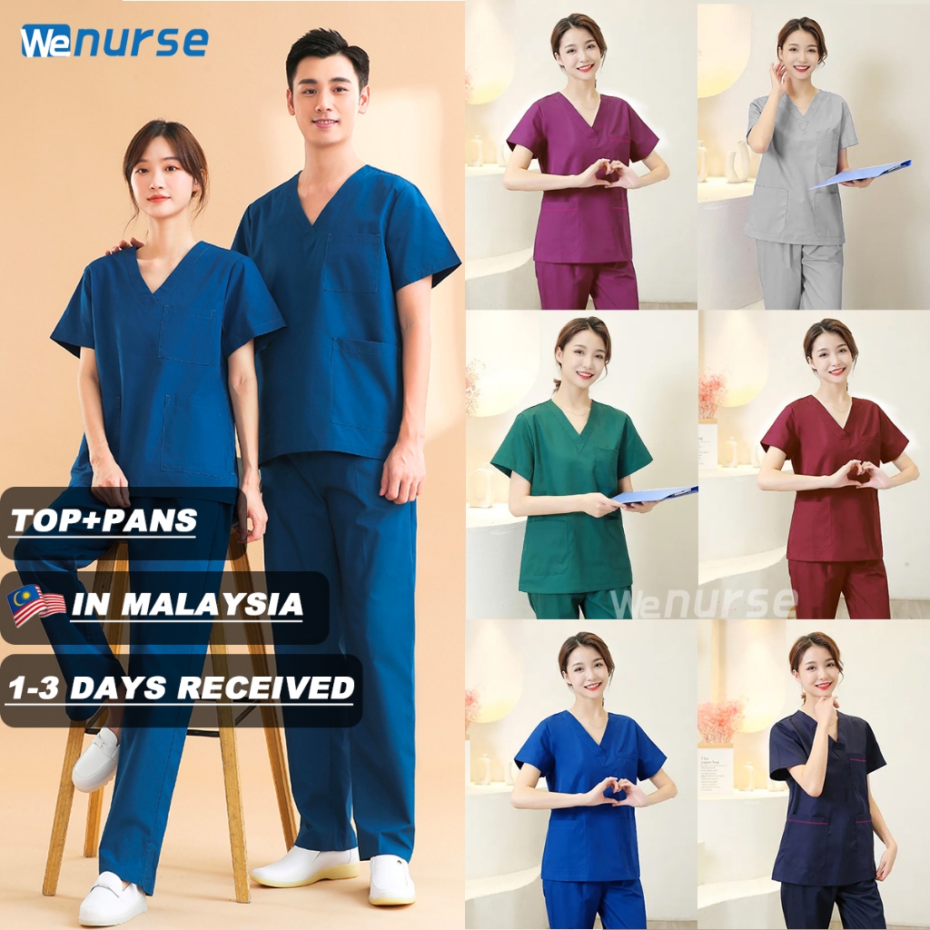 【MALAYSIA READY STOCK】 MEDICAL SCRUB SUIT BAJU SCRUB TOP+PANTS