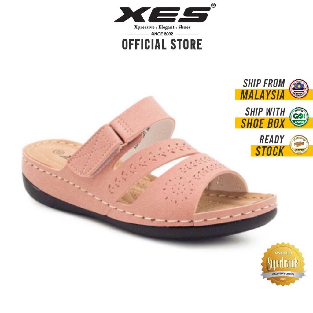 【Malaysia Ready Stock】♙○☇XES Ladies LCKLOL01 Flower Sandals (Pink,Black)