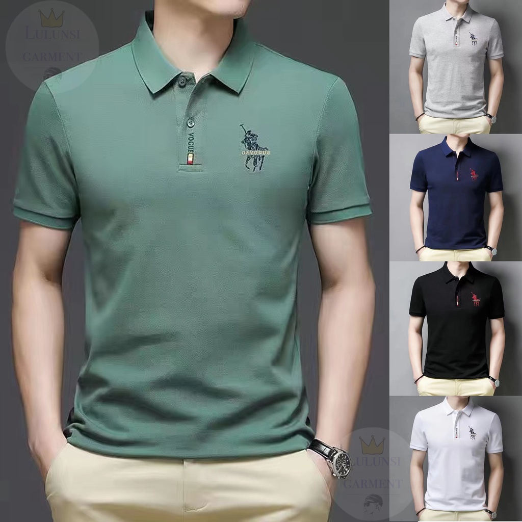 Malaysia spotCOD OOTD High Quality 5 color Men's Baju Polo Short Sleeve Shirt Plain Casual Golf Stretchable Cotton Men Slim Fit POLO T Shirt polo lelaki baju koler lelaki colar t shirt men