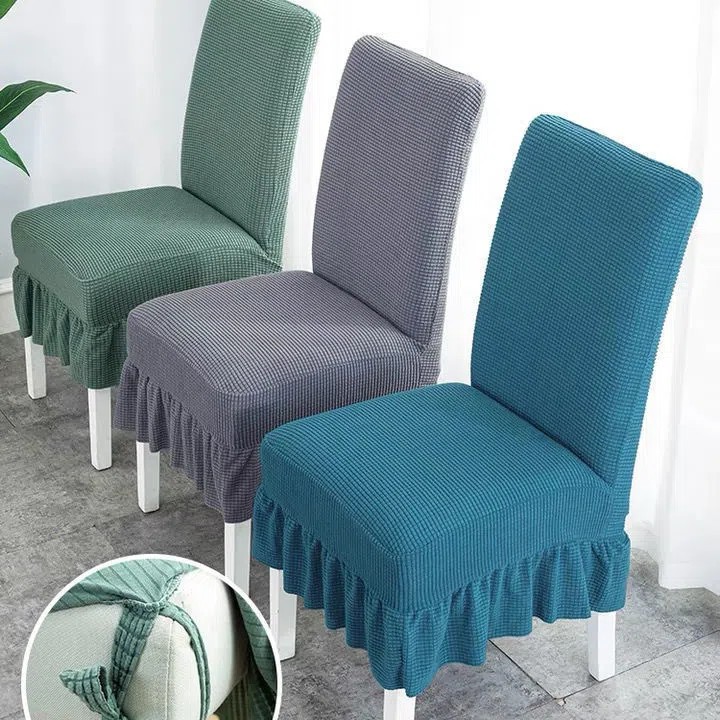 Malaysia Stock 2024 Skirt Chair Cover Elastic Chair Seat Cover Knitted Seat Cushion Cover Sarung Kerusi Dining Slipcovers Home Decor