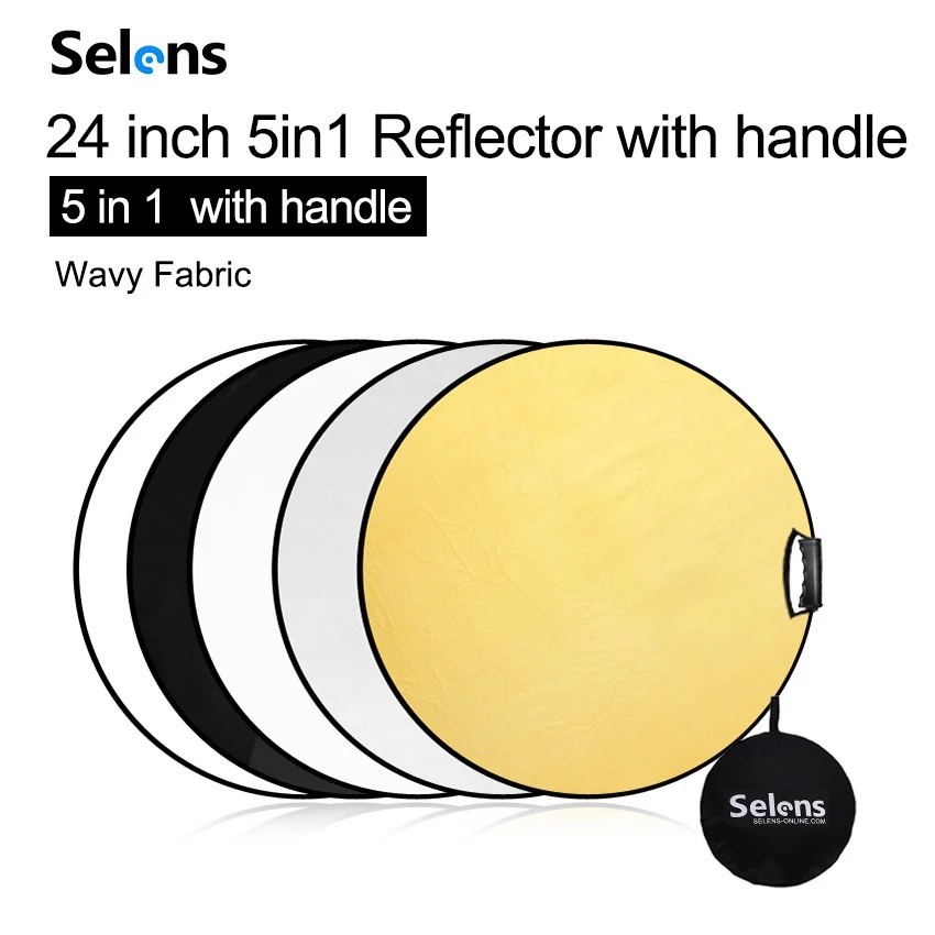 [Malaysia Stock] Selens Photography Reflector 60cm 5 in 1 Soft Light Folding Reflector Portable for Portrait Product Shooting