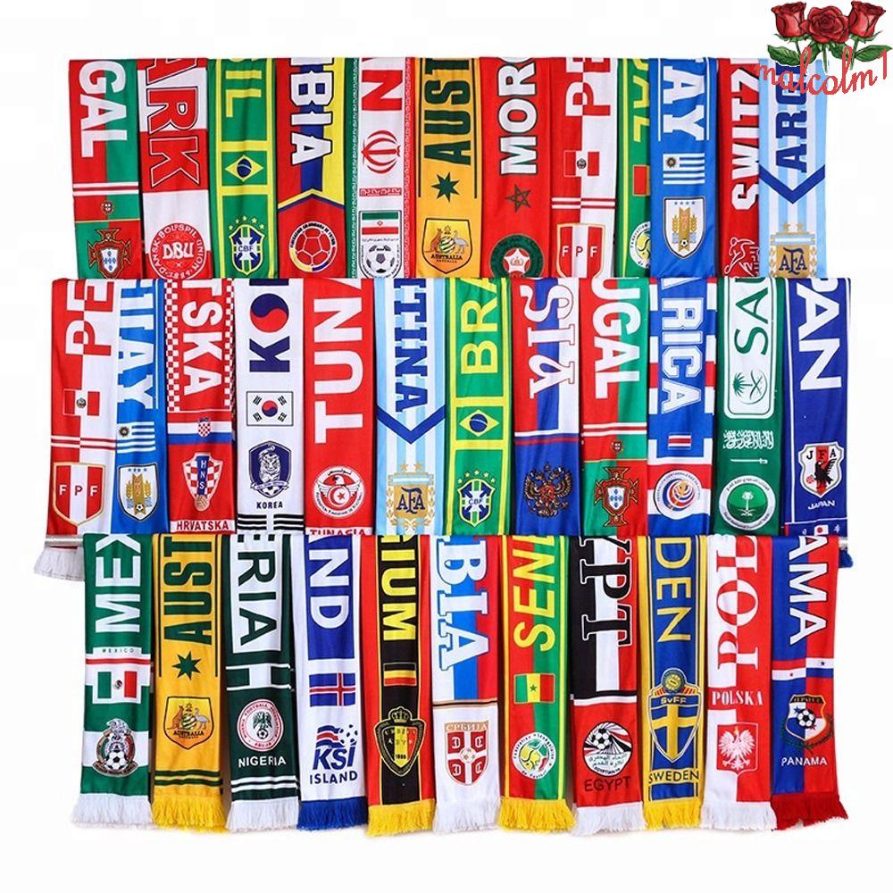 MALCOLM1 2022 World Cup Football Scarf Cheering Qatar Competition National Team Flag for Football Events Soccer Ball Game Decoration Fan Scarf with Tassels