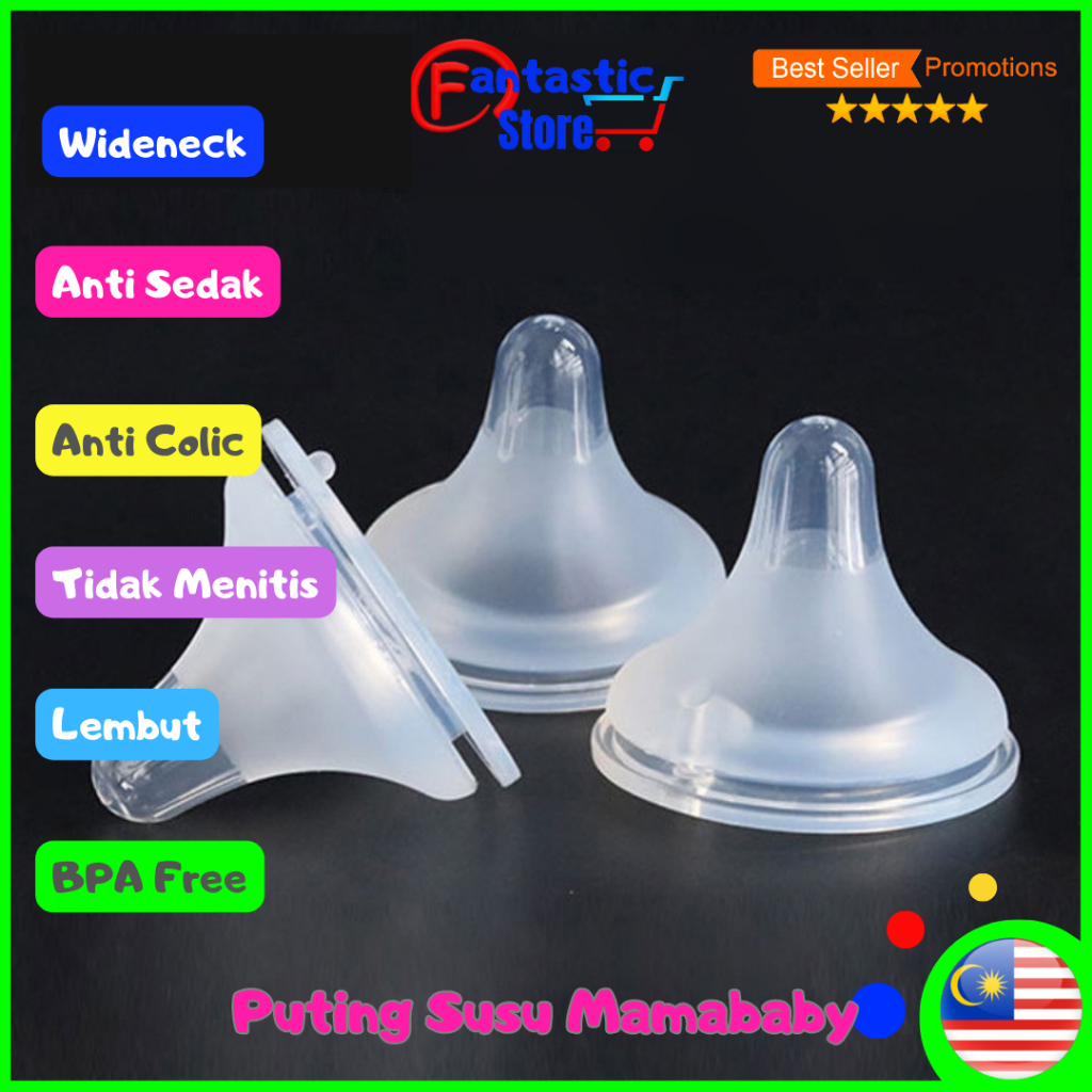 Mamababy Puting Baby Puting Botol Susu baby Wideneck for Baby Feeding bottle feeding nipple Replacement teats pacifier