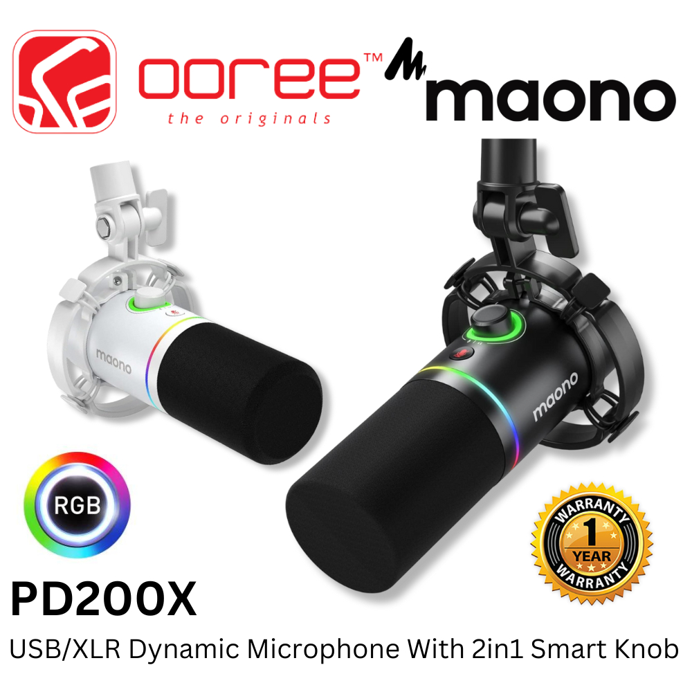 MAONO PD200X USB / XLR PODCAST DYNAMIC MICROPHONE WITH 2IN1 SMART KNOB, CUSTOM DYNAMIC CAPSULE & CONTROLLED RGB LIGHTING