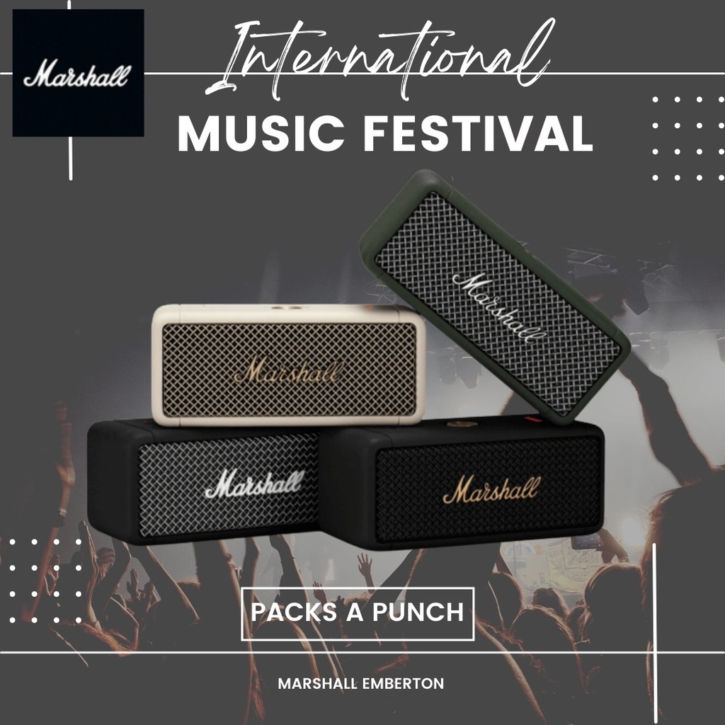 ✨Marshall Emberton Portable Bluetooth Speaker | Wireless Speakers | Black & Brass