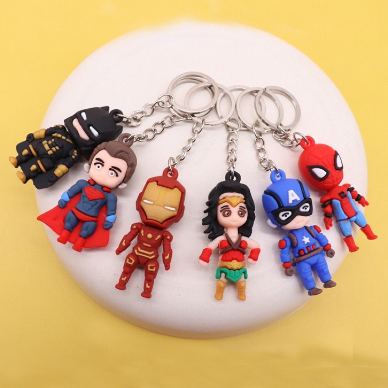 Marvel Avengers Keychain Spiderman Ironman Superman Batman Captain America Key Ring For Free Gift Souvenirs