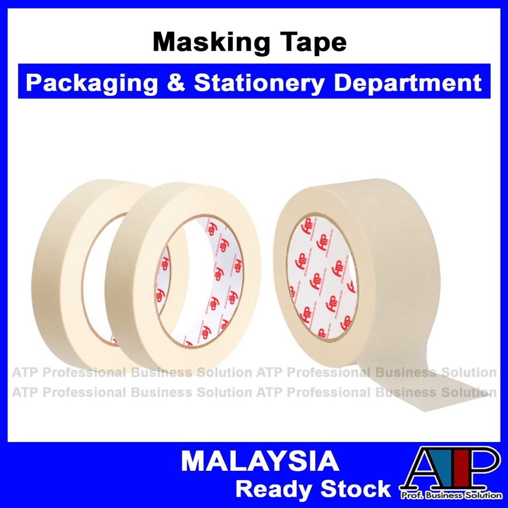 Masking Tape White Tape Kertas Packaging Tape (12mm /18mm/24mm/48mm) x16 Yards