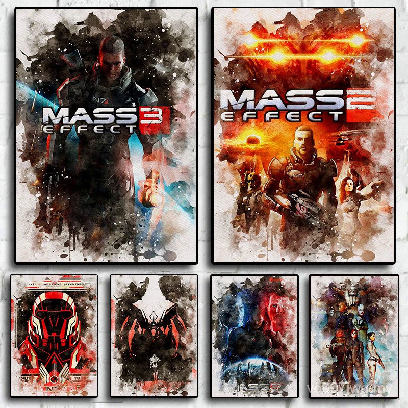 Mass Effect 3 Hot Shooting Action Game Wall decor poster Home Room Decoration Living Retro Watercolor posters canvas painting 365656665