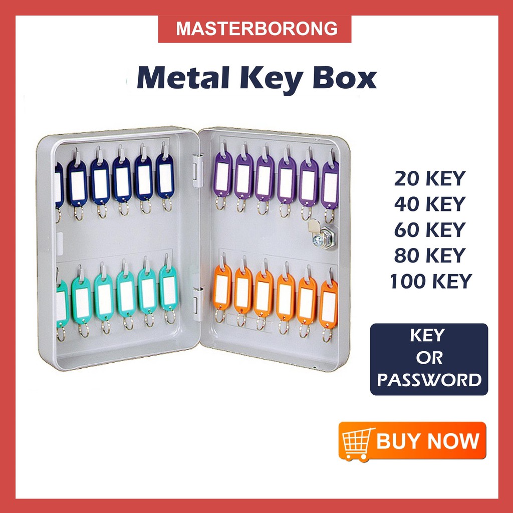 masterborong Key Box Key Cabinet Metal Key Box Wall Mount Safe Storage Key Lock Bekas Kunci Jewelry Storage Box