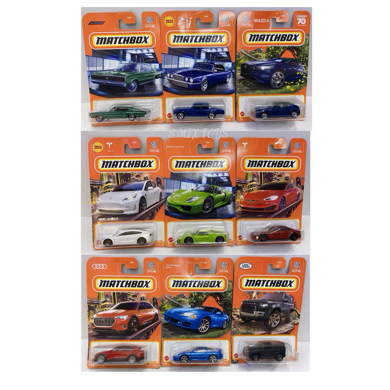 MATCHBOX CAR 2024 DASH C TESLA ，AUDI ，LAND ROVER ，PORSCHE，MERCEDES