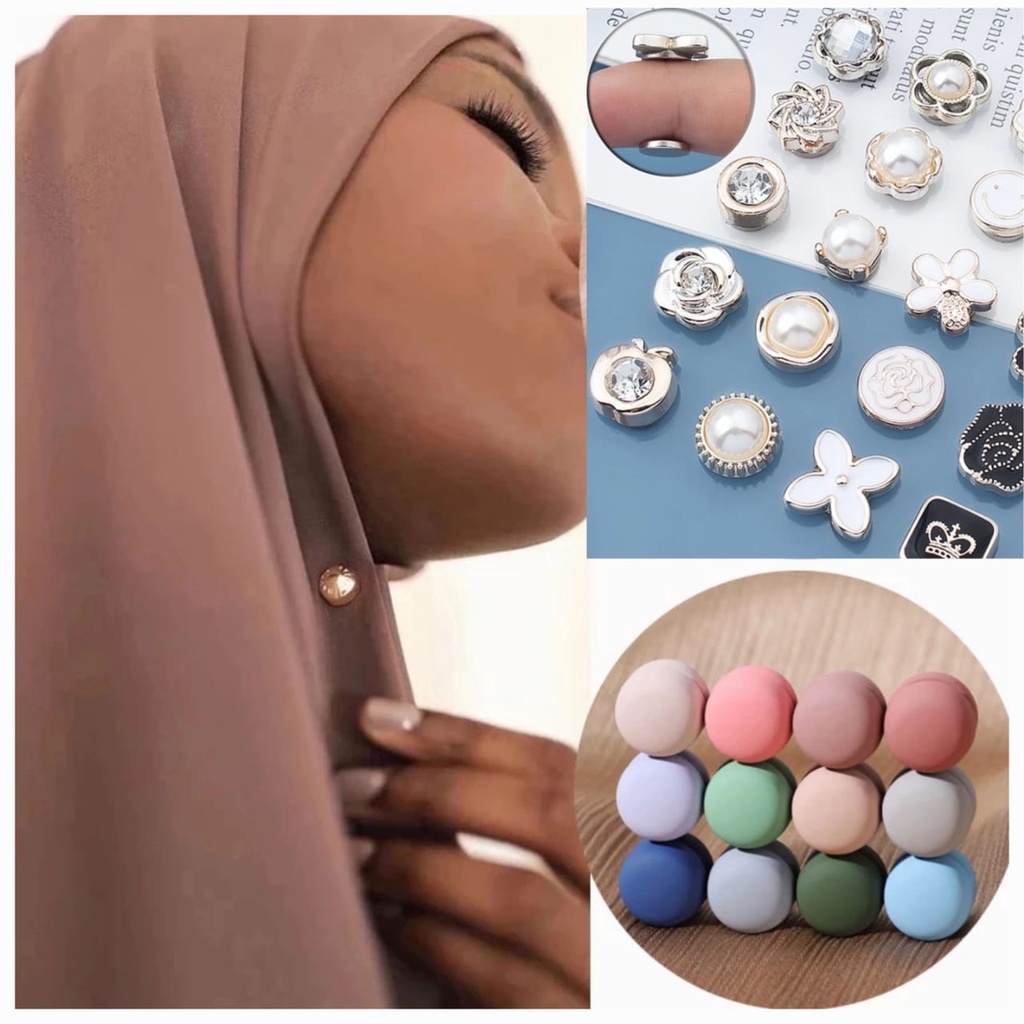 Matte Metal Magnetic Brooch Muslim Women Magnetic Pin Hijab Scarf Pins Islamic Pinless Safety Headscarf Kerongsang