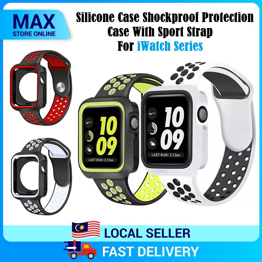 Max Store Online Colorful Sport Strap + Silicone Case Shockproof Protection Cover Case For iWatch 8 7 SE 6 5 4 3 2 1