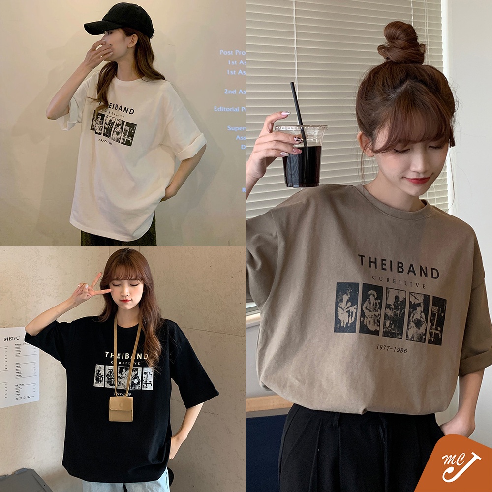 McJoden - MERRY Women Plain Print T-Shirt Short Sleeve clothing girls fashion Korean style loose Vintage Shirt