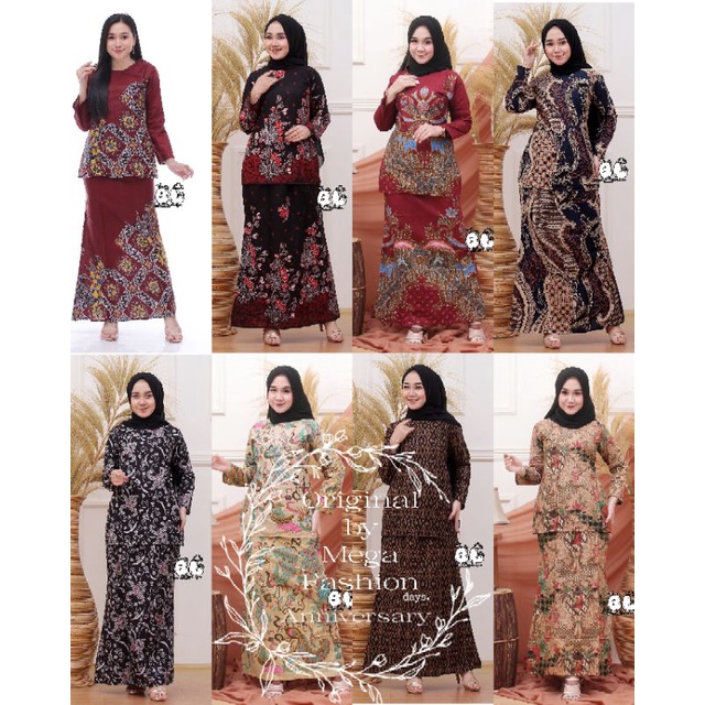 Mega - Latest Malay Women's KURUNG Clothes MODERN Women's BATIK Suits 2021 Malaysian KURUNG Clothes 2021 Teacher Uniforms Official Clothes Long Women's BATIK Clothes Teaching MUSLIM Women Uniforms ONE SET SIMPLE Floral BATIK Motifs COUPLE JUMBO SAKTREK Un