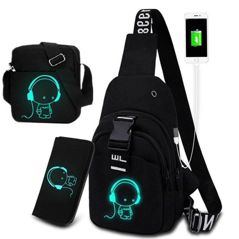 Meilun New USB Charged Waterproof&Multifunction Light Reflective Men Chest bag Fashion Travel Crossbody Bag