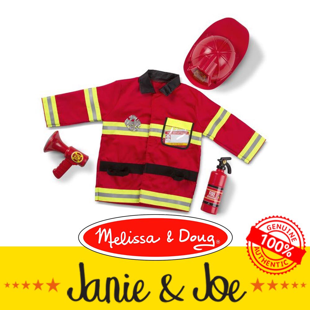 Melissa & Doug Fire Chief Role Play Costume Set- Age 3+, Pretend Play, Dress Up, Party Costumes, Halloween Costume Kids