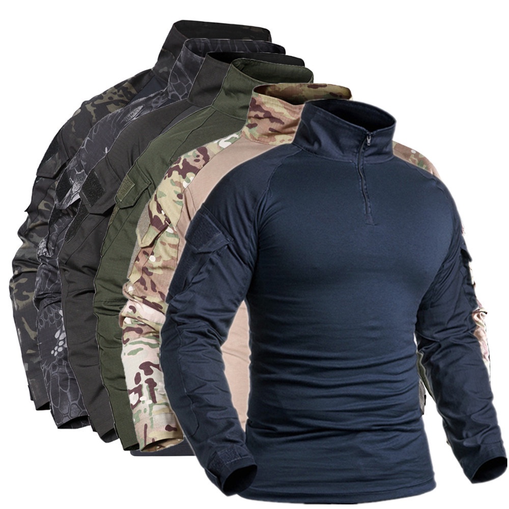 Men Outdoor Sport Breathable T Shirt Long Sleeve Camouflage Shirts Hiking Jungle Shirts