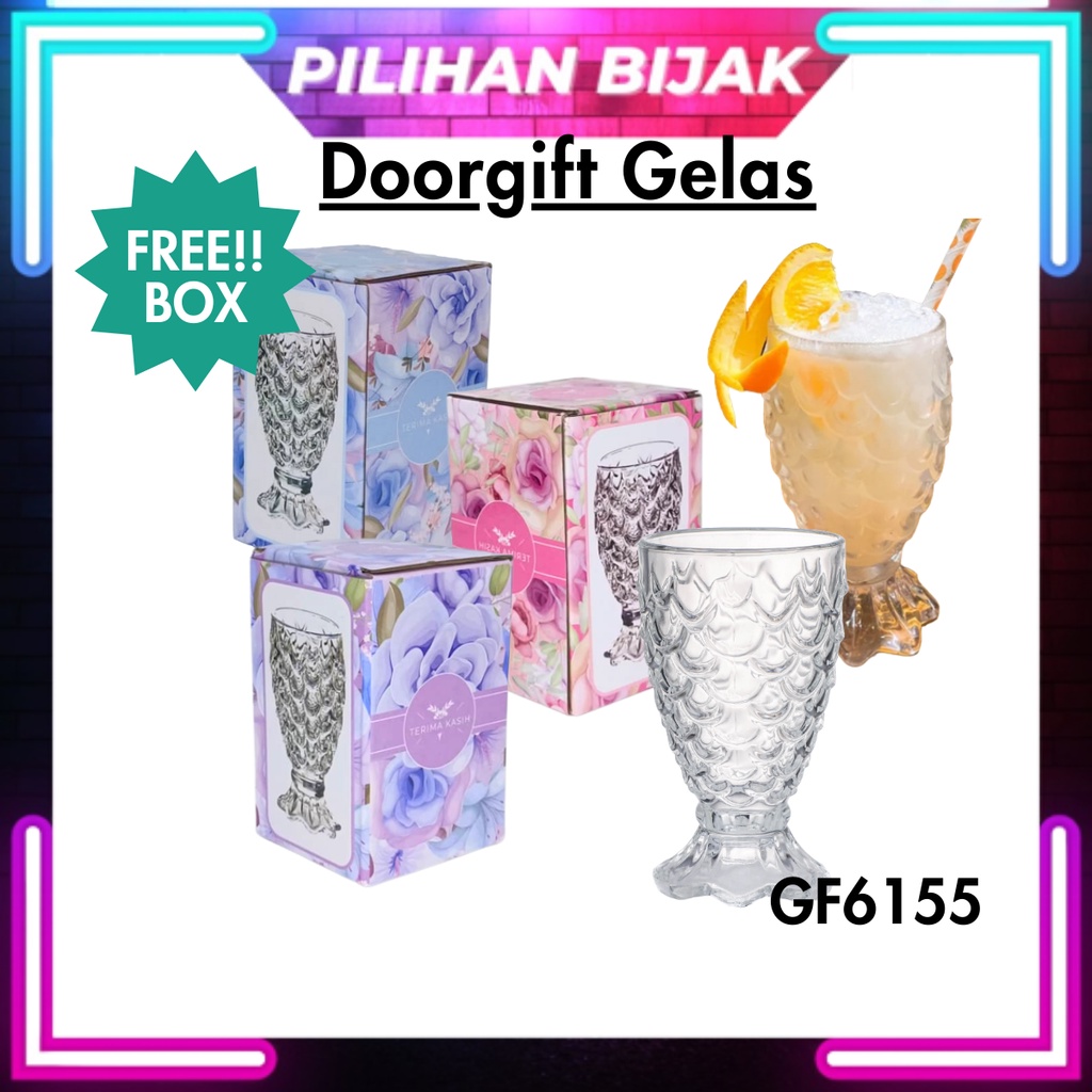 Mermaid Cup Glass Free Box Wedding Doorgift Mug Souvenir Kaca Gift Kaca Gift Cawan Gelas Sekali Kotak Cenderahati Kahwin