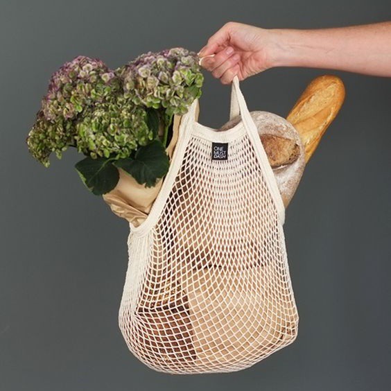 Mesh Shopping Bag Pack of 2 Heavy Duty Natural Organic Cotton Biogradable, Eco-Friendly & Sustainable