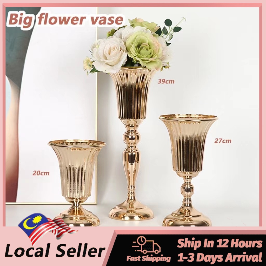 Metal Flower Gold Vase Table Centerpieces Candle Holders Anniversary Wedding Party Decoration Ornaments Crafts