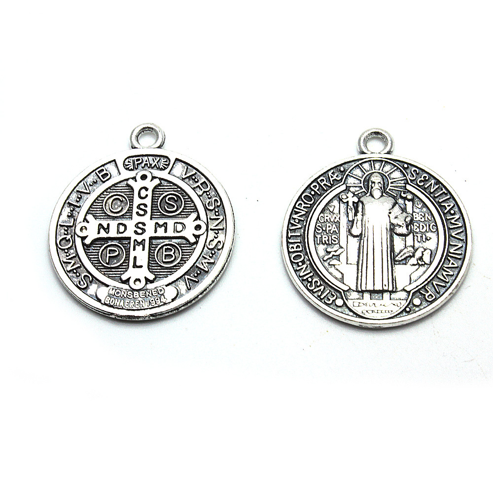 Metal Tag Saint Benedict Exorcism Catholic Italian Relic Pendant Saint Benedict