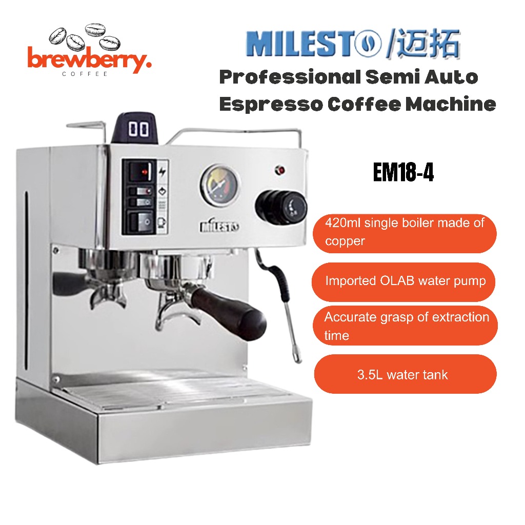 MILESTO EM18 Coffee Machine Semi-Auto Espresso Coffee Machine Italian Coffee Maker Household Commercial Coffee Machine