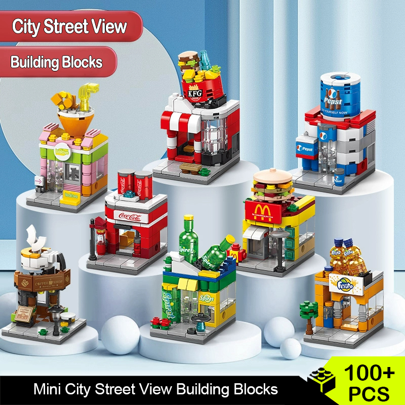 现货✨积木 Mini City Street Views Set McDonald Building Blocks Cola Creative Education Toys Gift Kids