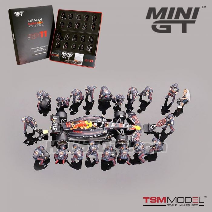 Minigt Oracle Red Bull Racing RB18 2022 Abu Dhabi GP Pit Crew Set Resin Figure Include