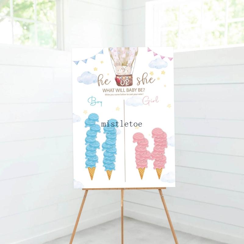 MIS Gender Reveal Decorations Rabbit Poster with Girl or Boy Voting Stickers Supply