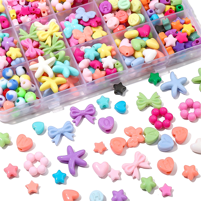 Mixed Candy Color Acrylic Heart Shaped Beads Star Beads Butterfly Cute Charm For Necklace Bracelet DIY Jewerly Craft Making Accessories