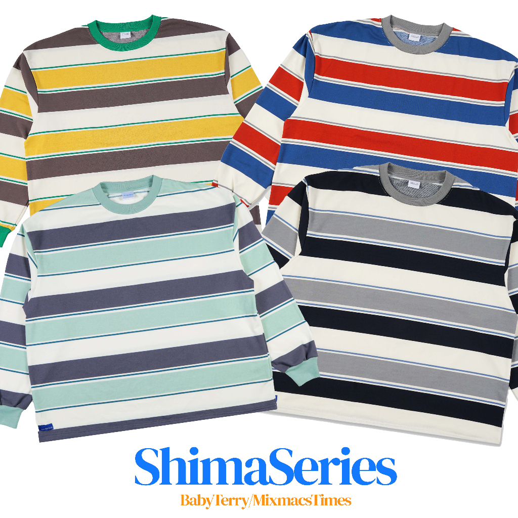 Mixmacstimes SHIMA OVERSIZED LONGSLEEVE BABY TERRY | Long Sleeve Shirt | Unisex Men's Women's Striped T-Shirt | Plain Striped Shirt | Cotton combed T-Shirt