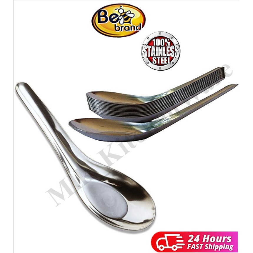 MLK STAINLESS STEEL RICE SOUP SPOONS 12PCS READY STOCK/LOCAL STOCK