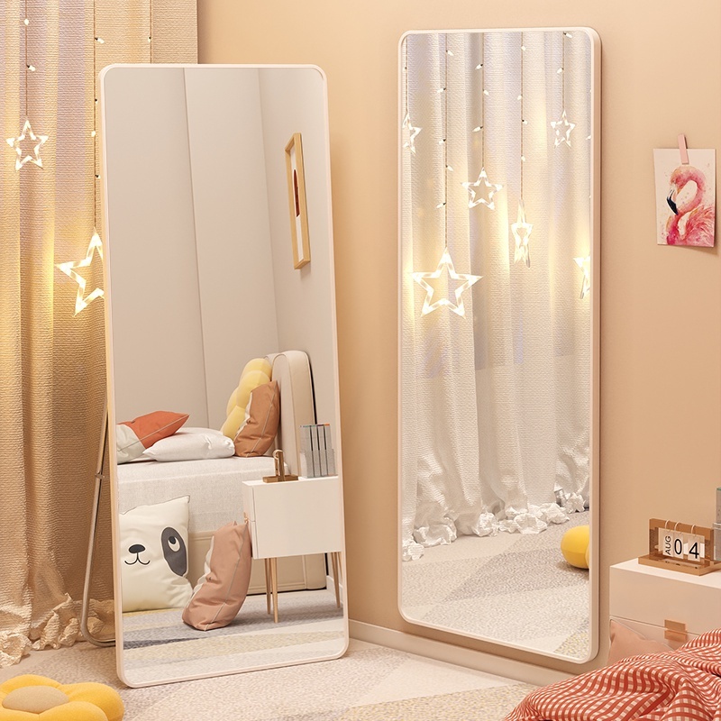 MOK Body Mirror 170*60CM Mirror With Stand Floor-To-Ceiling Wall Mounting Mirror Full Body Metal Border Full Body Mirror With Stand Whole Body Mirror Explosion-Proof HD Glass