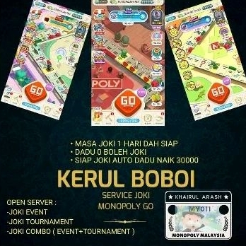 MONOPOLY GO JOKI EVENT & TOURNAMENT ‼️SELEPAS JOKI DADU AUTO 20K‼️