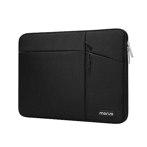 MOSISO Laptop Sleeve Bag Compatible with MacBook Air/Pro, 13-13.3 inch Notebook, Compatible with MacBook Pro 14 inch 2023-2021 A2779 M2 A2442 M1 with Horizontal Vertical&Right Bevel Pockets, Black