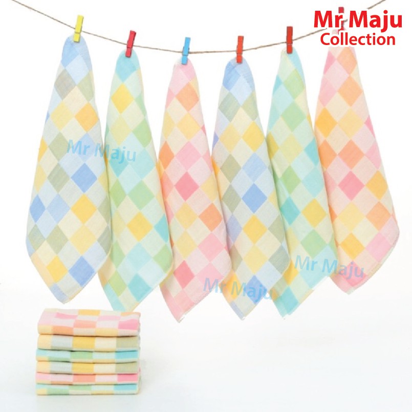 MR MAJU Square Dot Style Baby Handkerchief 2 Layer Cotton Saliva Towel Tuala Sapu Tangan Napkin Kain Lap Air Liur Bayi