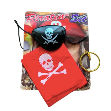 MSIA Ready Stock/ Pirate Set 3 PCs Eye Patch, Red Scarf, Plastic Gold Earring Theme Party Show Stage Dress Up Fancy Kids