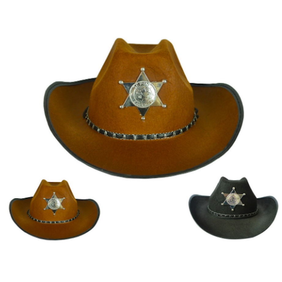 MSIA Ready Stock/ Sheriff Hat Cowboy Hat Style Sheriff Badge Dress Up Accessory Adults Theme Party Festival Fancy Stage