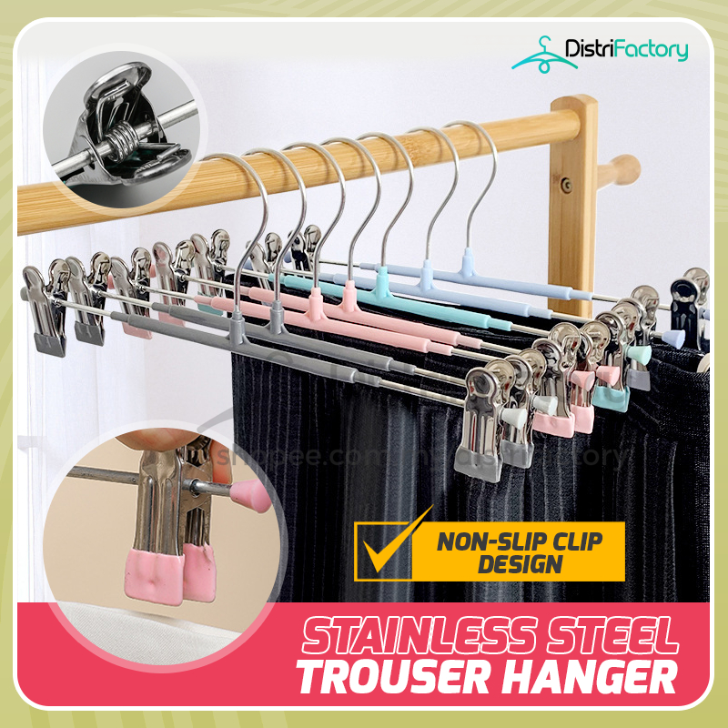 Multifunctional Household Trouser Rack Pants Non-slip Clip Dipped Stainless Steel Seamless Hanger Penyangkut Seluar