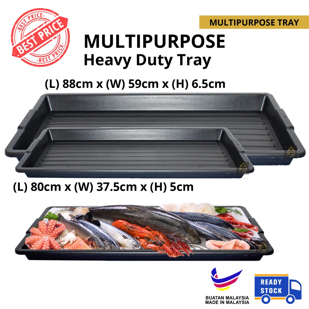 Multi Purpose Tray Black | Stall Tray | Vegetable & fruit Tray | Car Rear Boot Tray Food Tray Dulang Makana