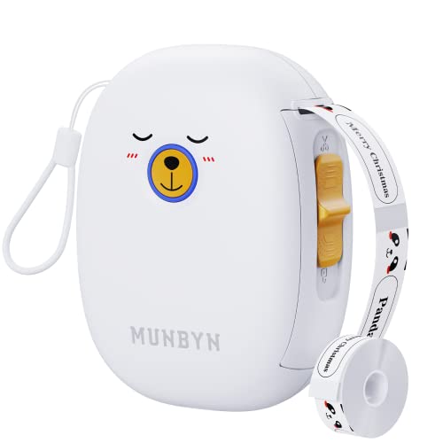 MUNBYN Bluetooth Label Maker, Portable Label Maker Machine with Tape Thermal Label Printer with 1 Roll Label Tape, Name Price Date Sticker Tag Printer for Home Office and Store Organization, (Bear)