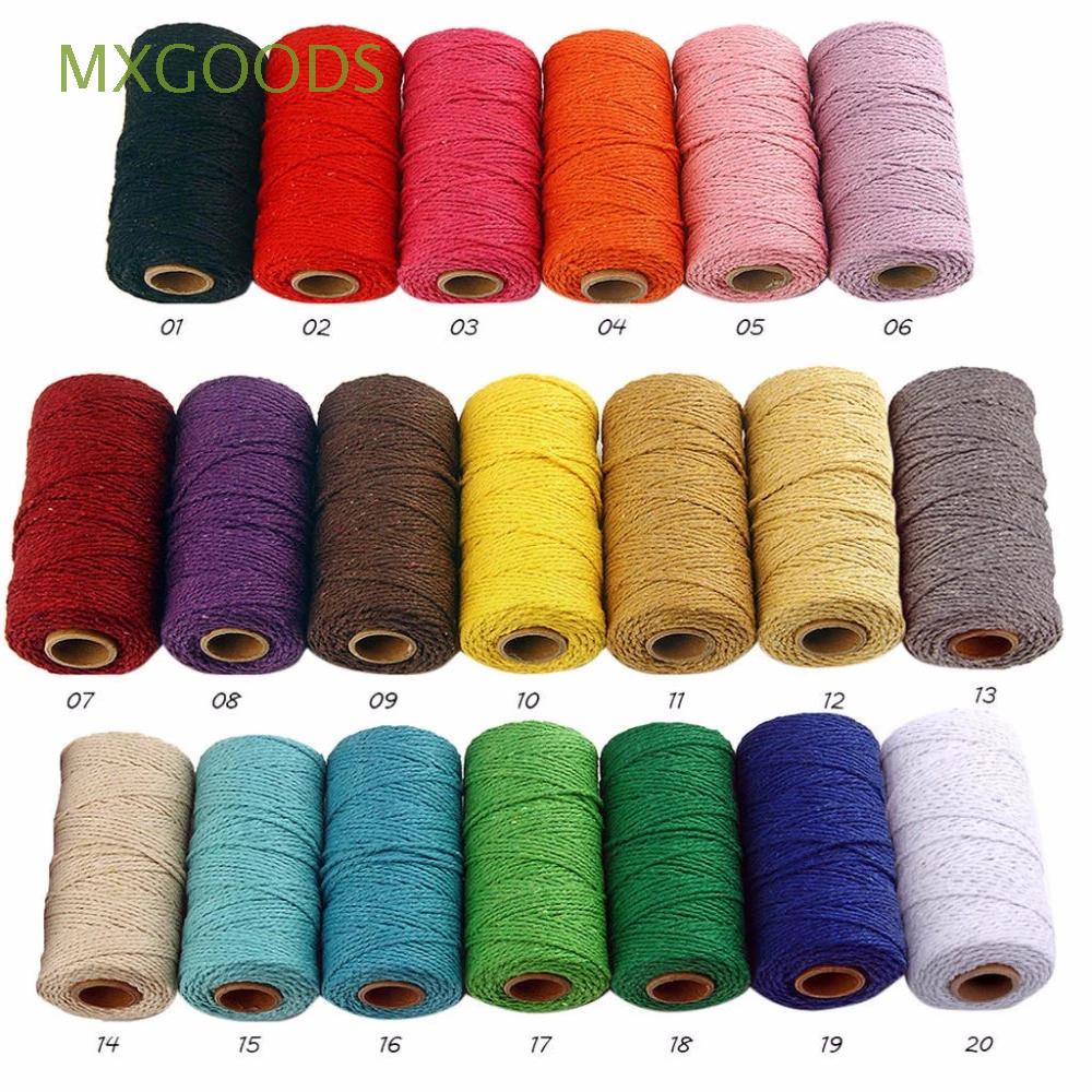 MXGOODS 2 mm Twisted Cord Pure Cotton Home Textiles Cotton Rope 100m Long/100Yard DIY Macrame Multicolor Artisan Crafts Linen String/Multicolor