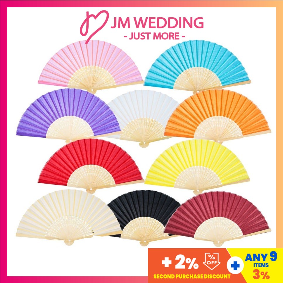 [MY]Silk Hand Fans/Fabric Craft Fan Kipas Tangan Murah Buluh Kain Garden Bamboo Wedding Favor/Event Gift/VIP Doorgifts