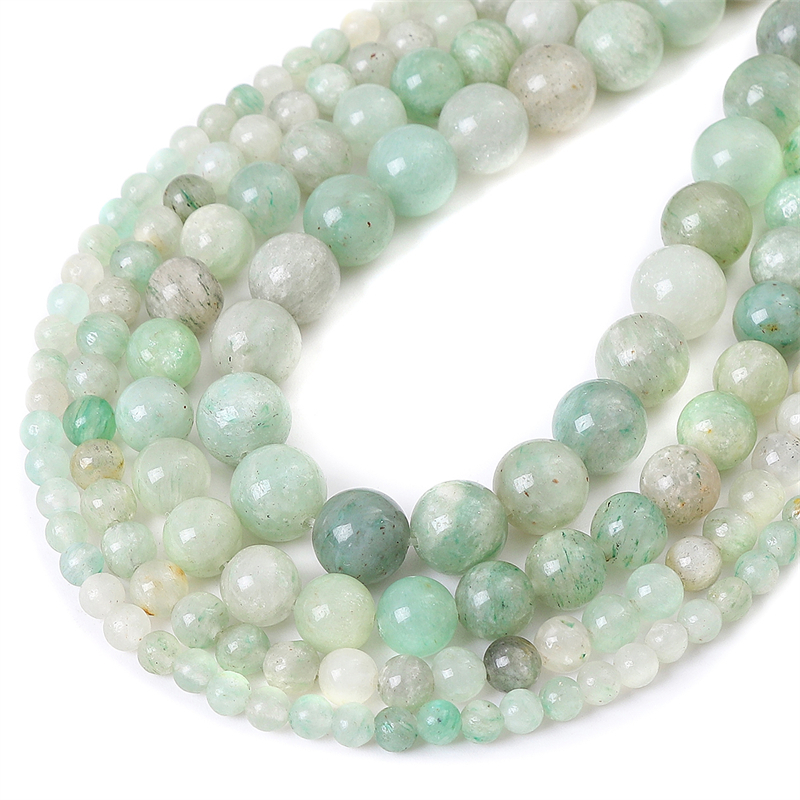 Natural Jades Stone African Jadeite Green Beads Round Loose Spacer Beads For Jewelry Making Findings DIY Bracelet