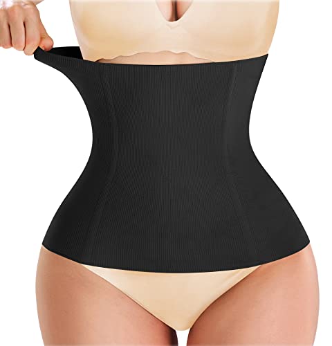 Nebility Women Waist Trainer Shapewear Tummy Control Waist Cincher Slim Body Shaper Workout Girdle Underbust Corset (L, Black Without Hook)