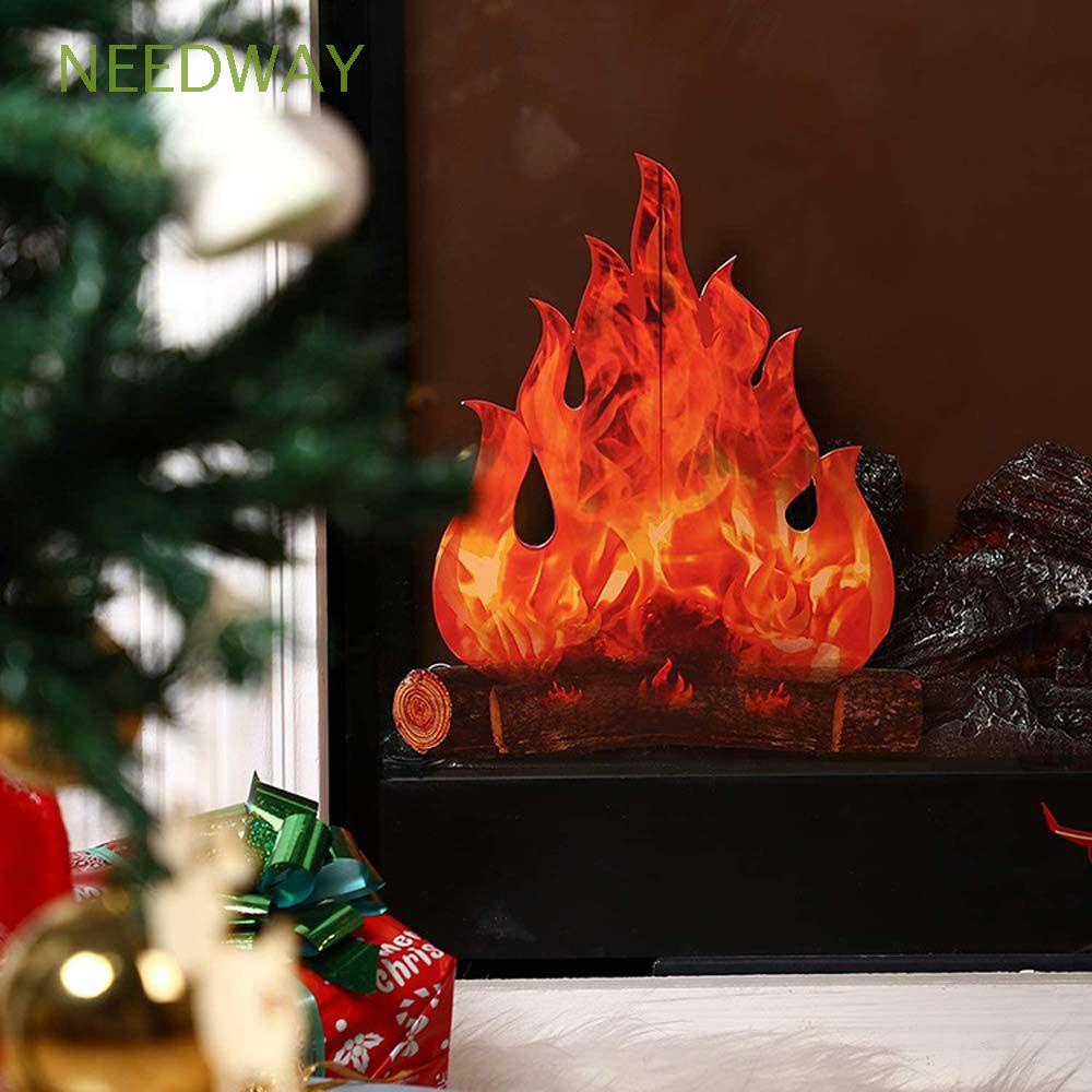 NEEDWAY 3D Paperboard Campfire Fake Cardboard Flame Halloween Decoration Festival Christmas Party Decor Camping Fire Safe Torch Artificial Bonfire