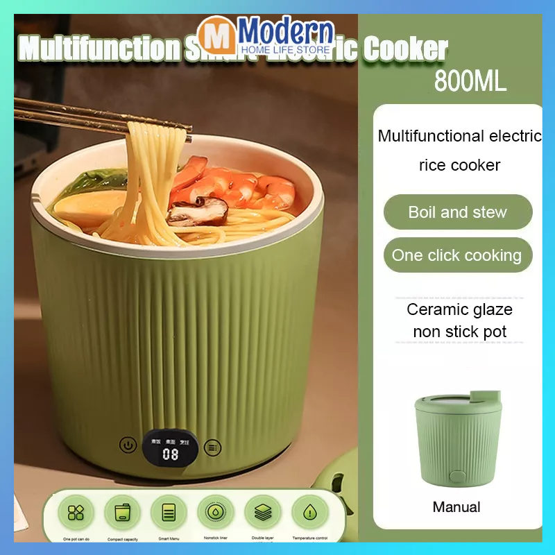 NEW 800ML Portable Electric Cooker Multifunctional Hot Pot Ceramic Gglaze Liner Student Dormitory Household Kitchen Small Integrated Instant Noodles Bowl Food Mini Non-stick Pan