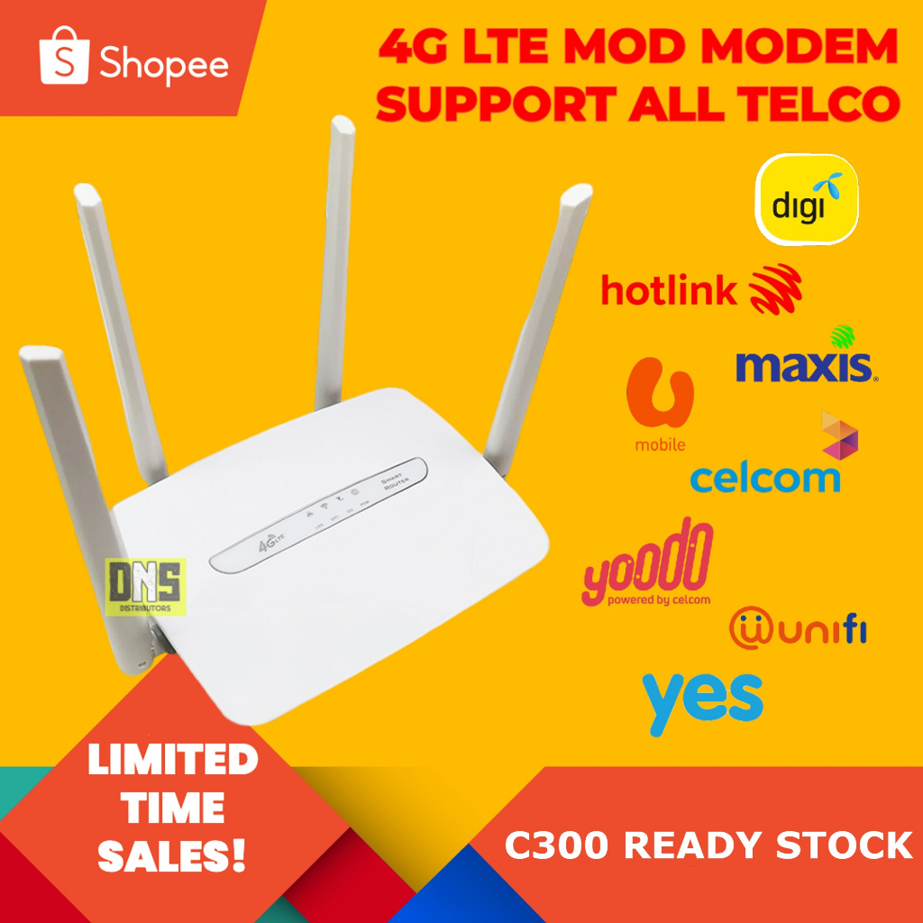 New C300 Modified Modem Unlimited Data Hotspot Wireless Router WiFi 4G All Operator Router WiFi Sim Card Huawei LTE CPE